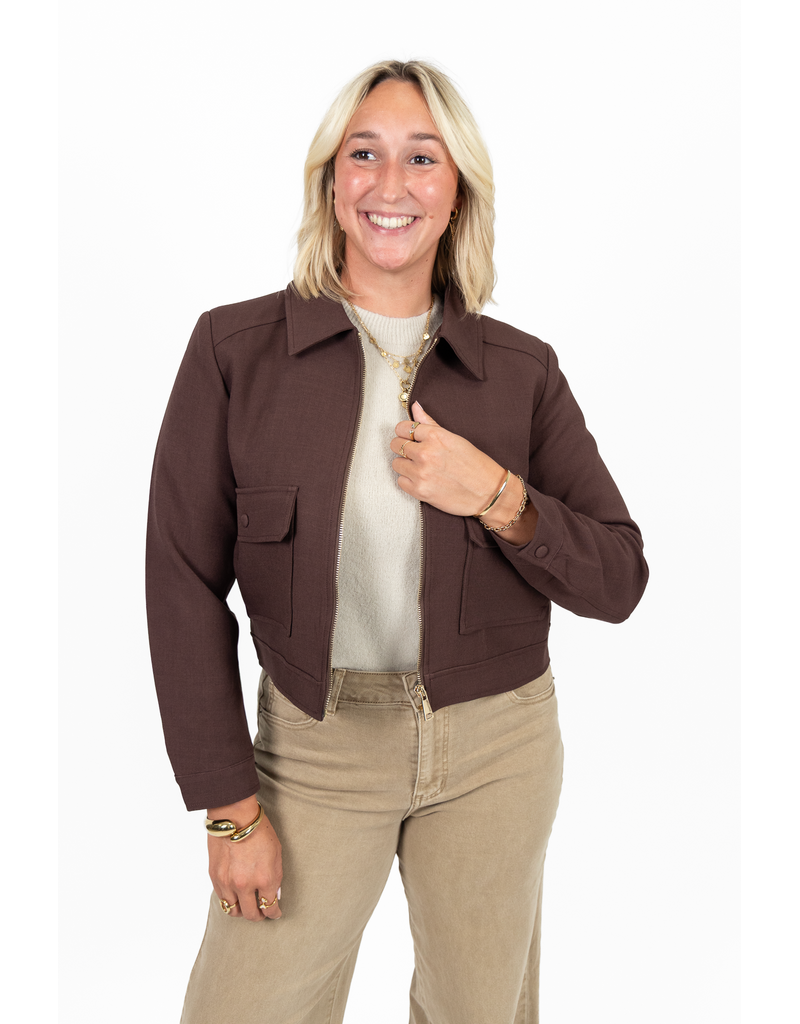 21Jewelz Cropped jasje met zakken - donker bordeaux