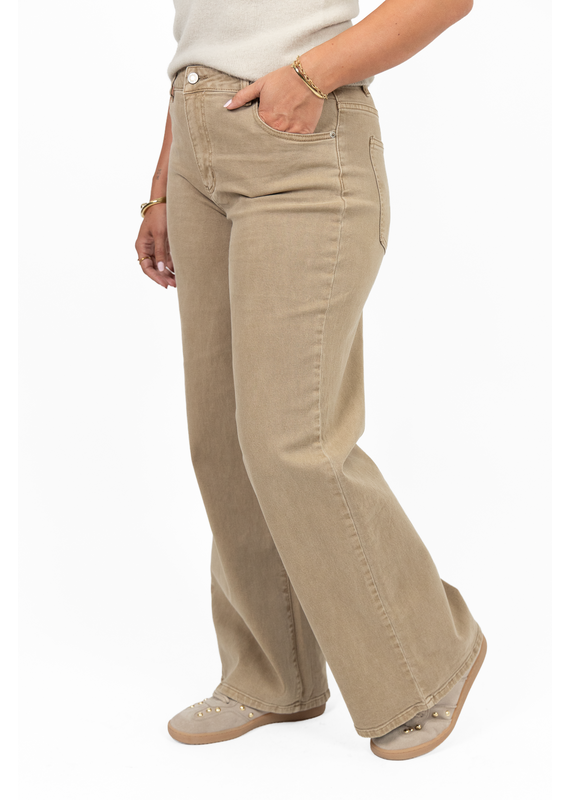 My Tina's Basic wide leg jeans - beige