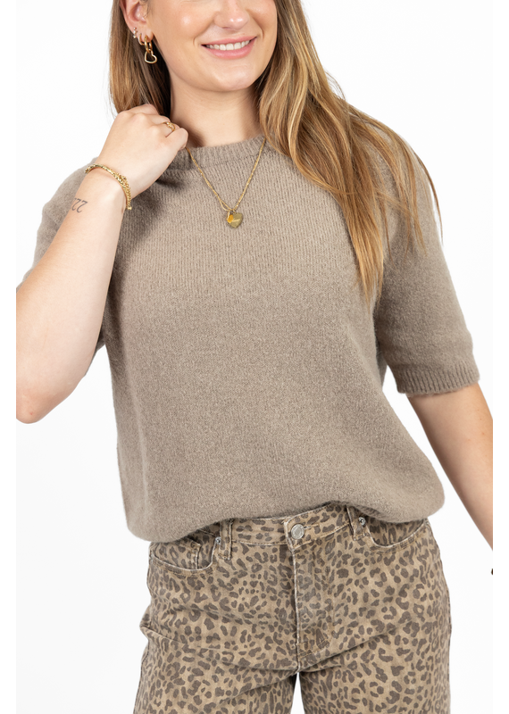 21Jewelz Effen basic truitje met korte mouw - beige