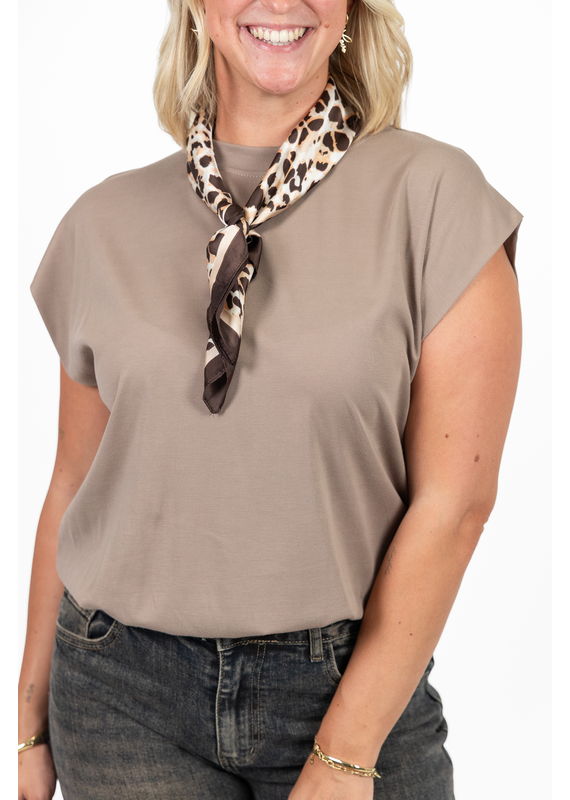 21Jewelz Mouwloze top met elastiek - taupe