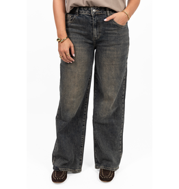 Jewelly Wide leg jeans - washed donkerblauw