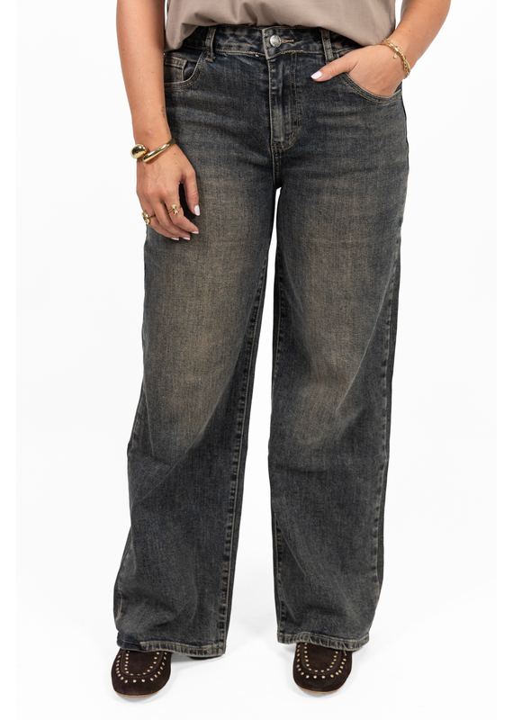 21Jewelz Wide leg jeans - washed donkerblauw