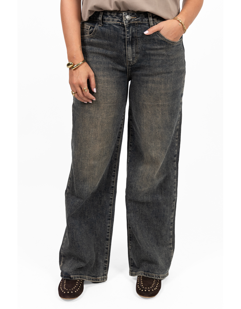 21Jewelz Wide leg jeans - washed donkerblauw