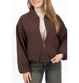 21Jewelz Bomberjasje met pofmouwen - donker bordeaux
