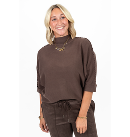 21Jewelz Trui met hoge hals en vlechtdetail - bruin