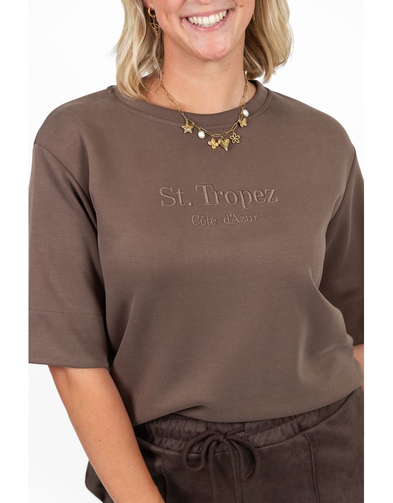 21Jewelz Saint Tropez - Cote d'Azur shirt - taupe