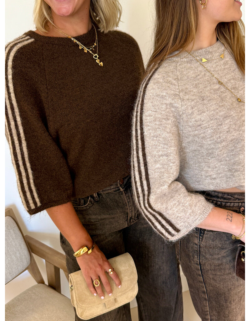 21Jewelz Truitje met strepen - bruin/beige