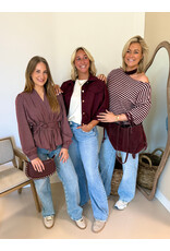 21Jewelz Geruite blouse met ceintuur - bordeaux