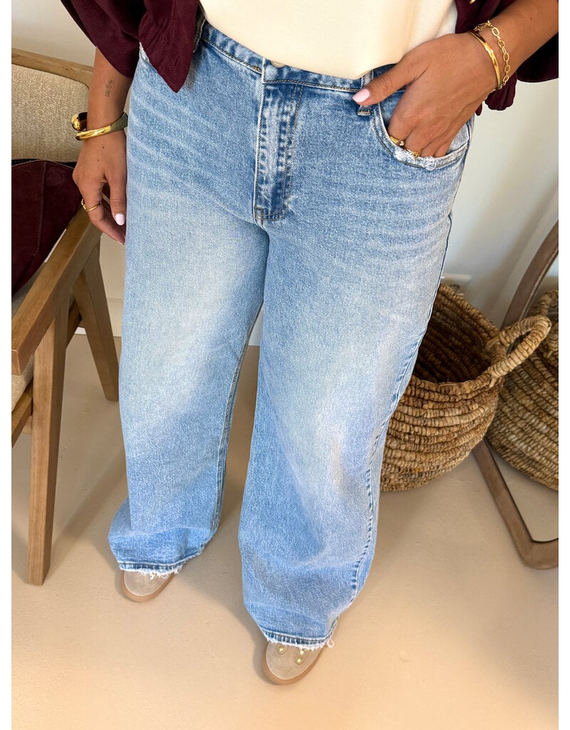 21Jewelz Gerafelde baggy jeans - blauw