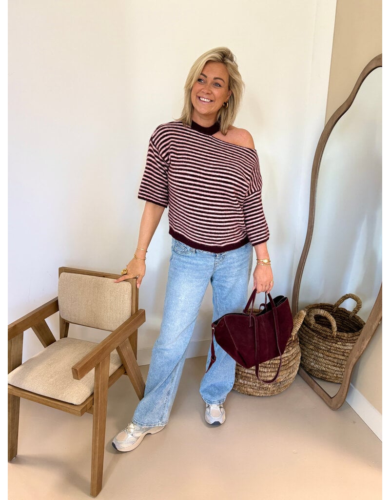 21Jewelz One shoulder trui - bordeaux/roze