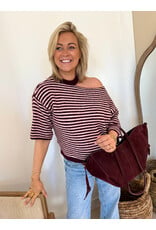 21Jewelz One shoulder trui - bordeaux/roze