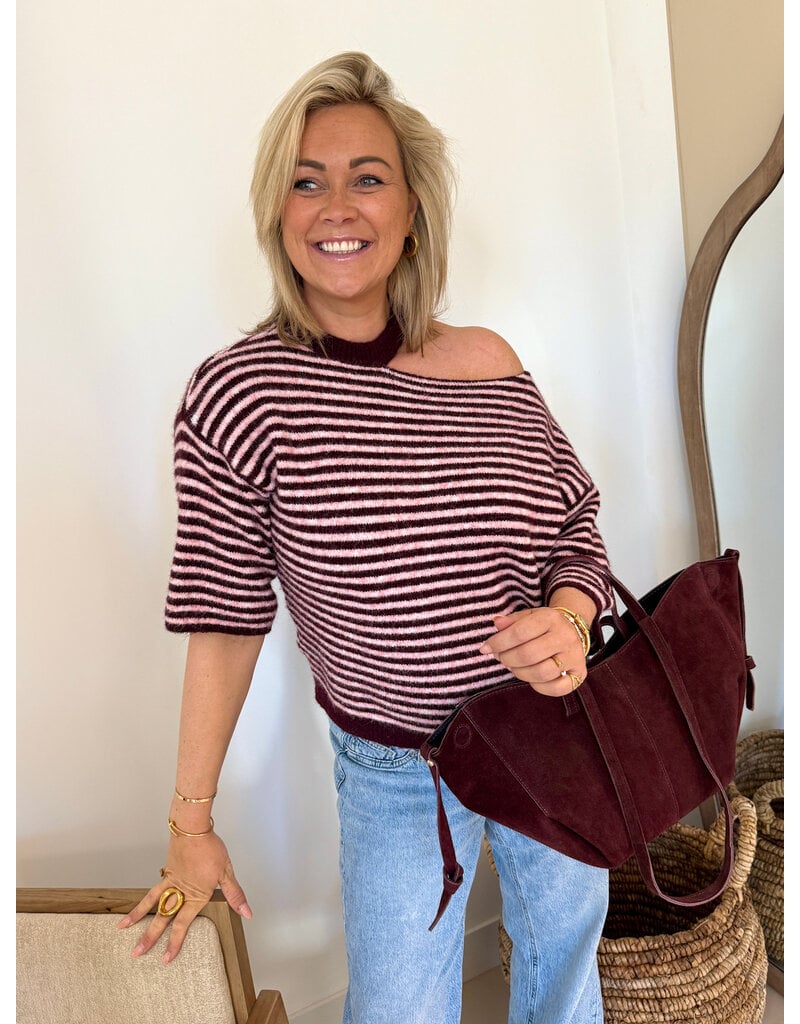21Jewelz One shoulder trui - bordeaux/roze