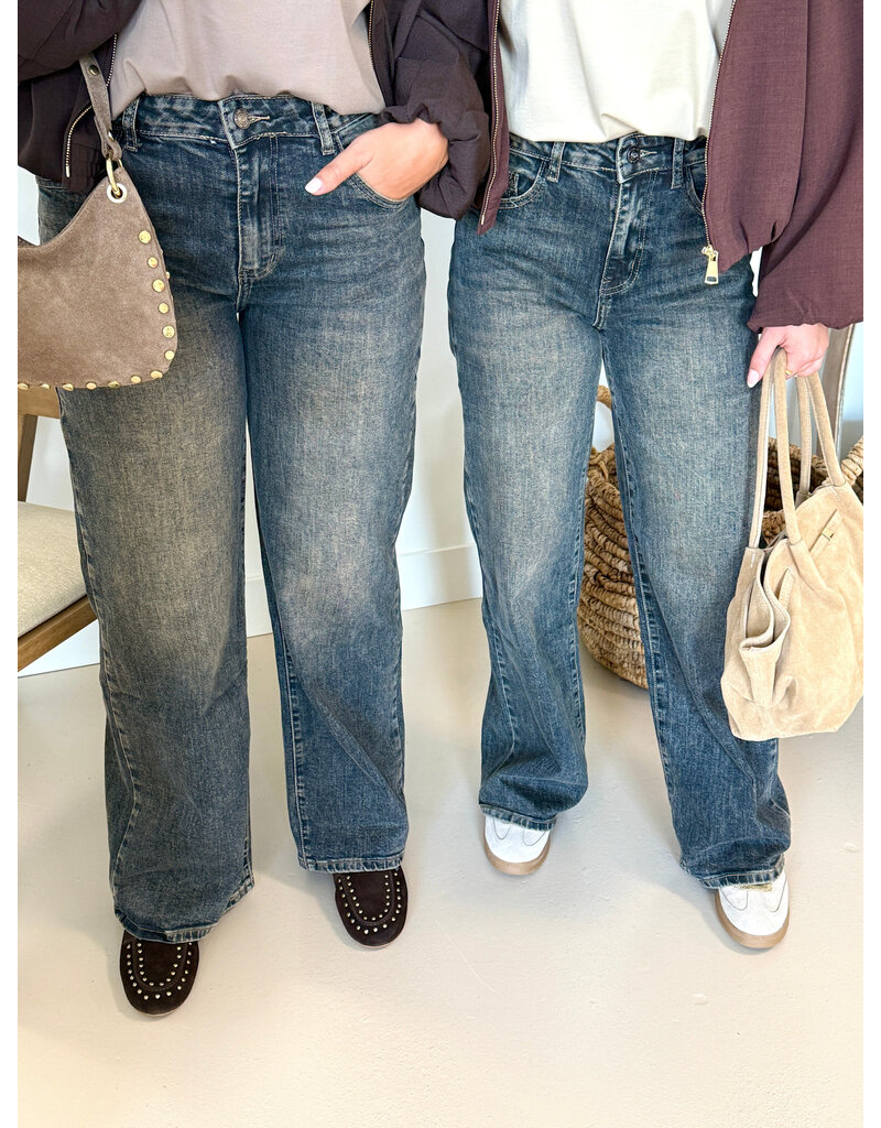 21Jewelz Wide leg jeans - washed donkerblauw
