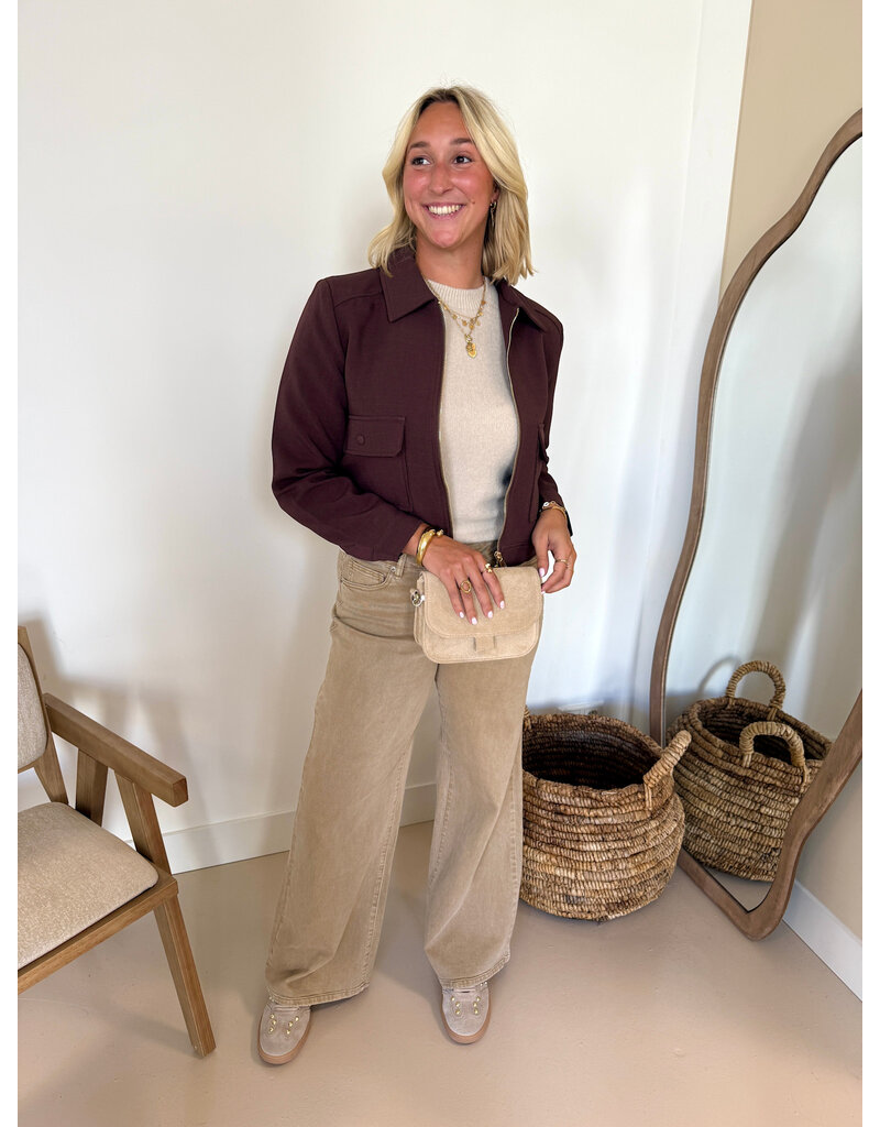 21Jewelz Cropped jasje met zakken - donker bordeaux