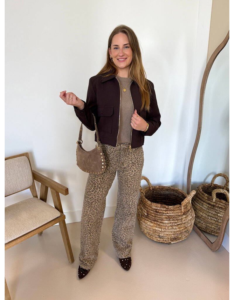 21Jewelz Cropped jasje met zakken - donker bruin