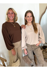 21Jewelz Sweater met pofmouw - bruin