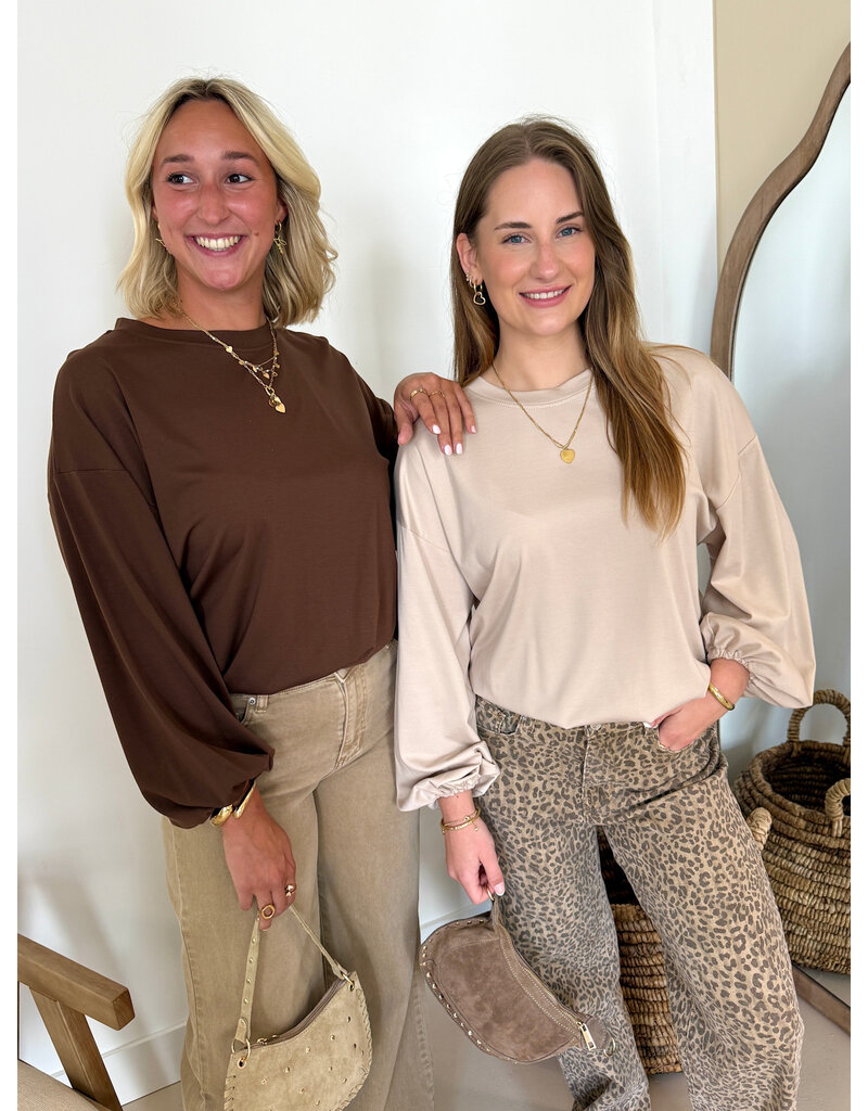 21Jewelz Sweater met pofmouw - bruin