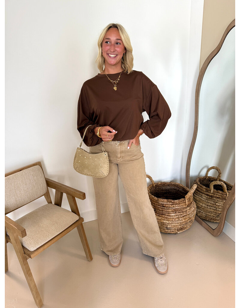 21Jewelz Sweater met pofmouw - bruin