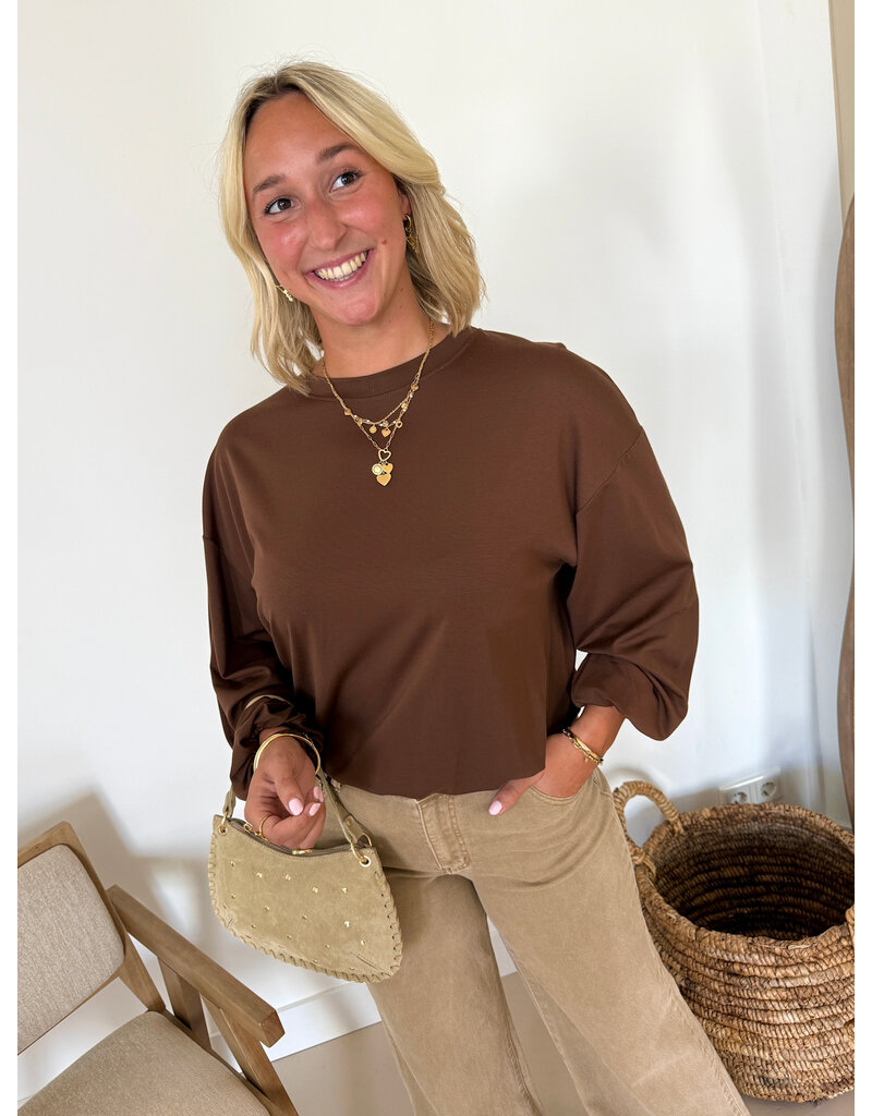 21Jewelz Sweater met pofmouw - bruin