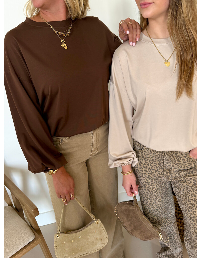 21Jewelz Sweater met pofmouw - beige