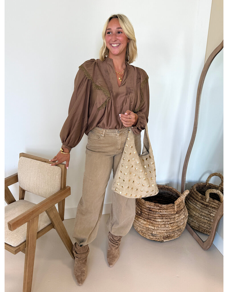 21Jewelz Blouse met ruffles - bruin