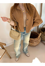 21Jewelz Denim blouse met uitlopende mouwen - camel