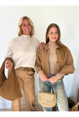 21Jewelz Denim blouse met uitlopende mouwen - camel