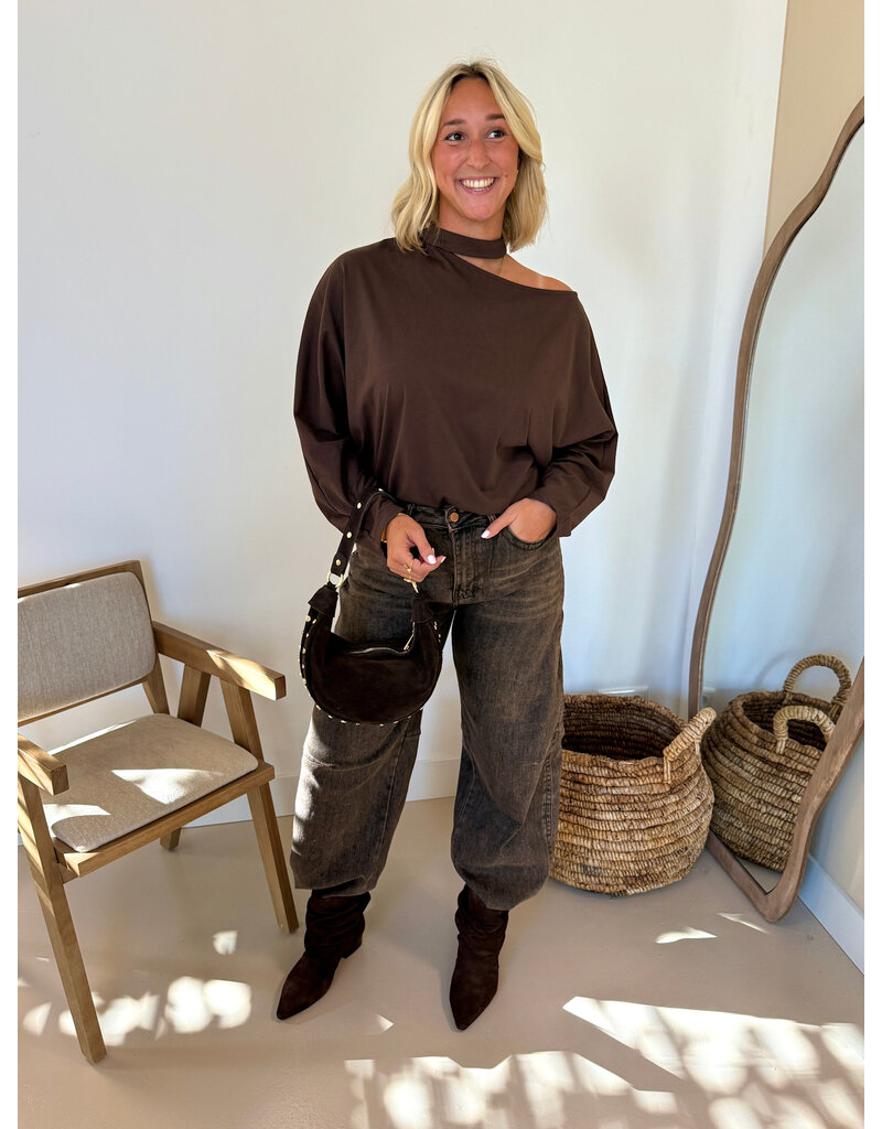 21Jewelz One shoulder truitje - bruin
