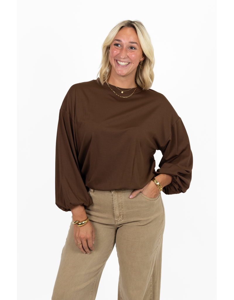 21Jewelz Sweater met pofmouw - bruin