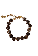 21Jewelz Armband met hartjes kralen - bruin