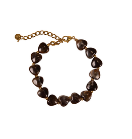 21Jewelz Armband met hartjes kralen - bruin