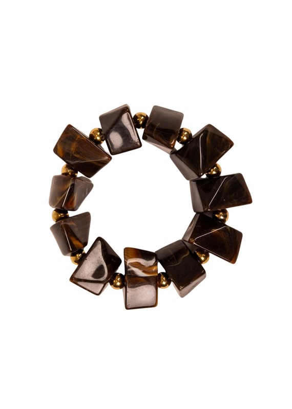 21Jewelz Armband met grove kralen - bruin