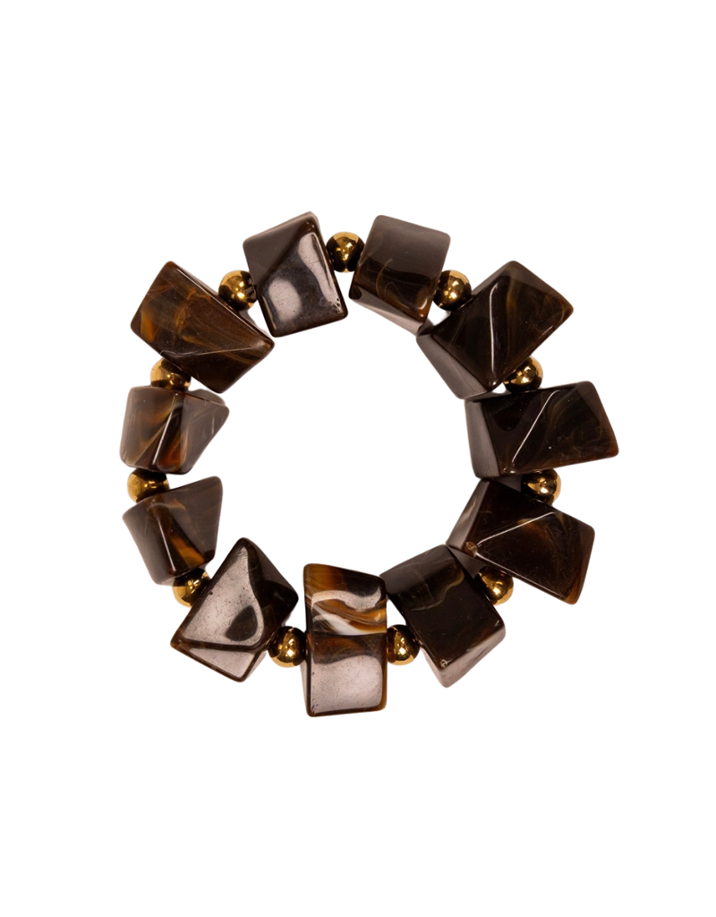 21Jewelz Armband met grove kralen - bruin