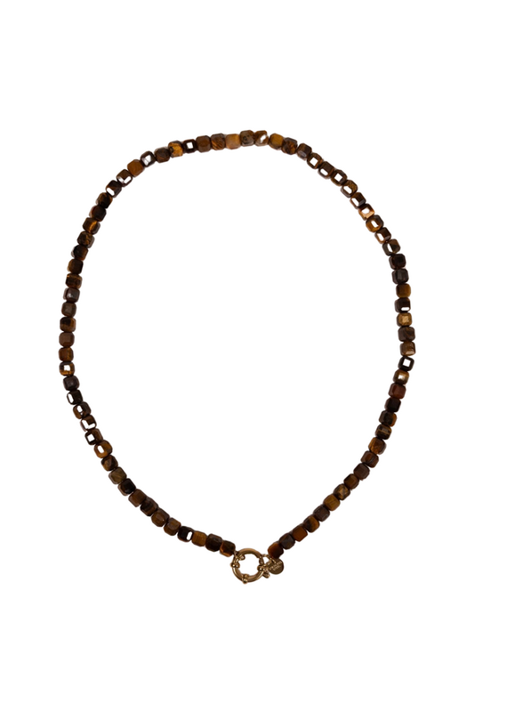21Jewelz Ketting met kleine vierkante kralen - bruin