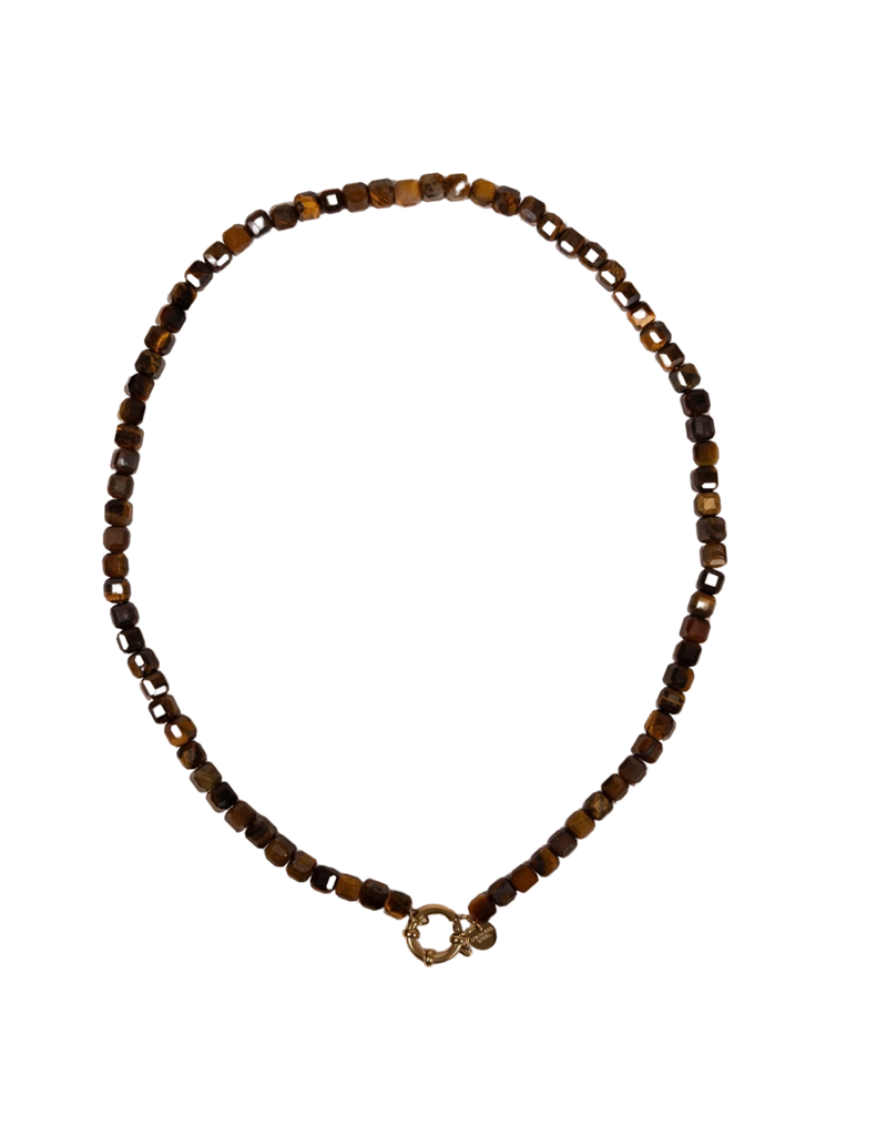21Jewelz Ketting met kleine vierkante kralen - bruin