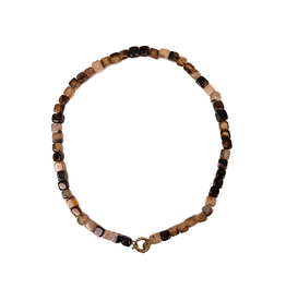 21Jewelz Ketting met grote vierkante kralen - bruin