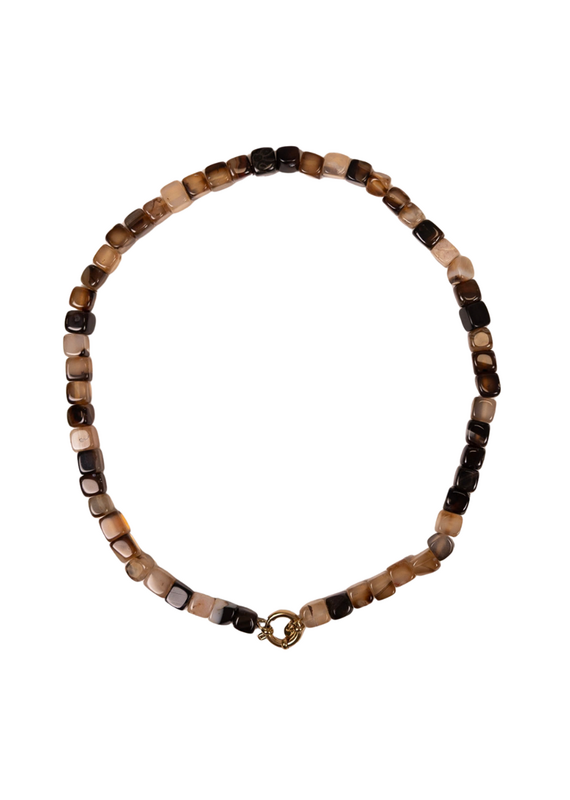 21Jewelz Ketting met grote vierkante kralen - bruin