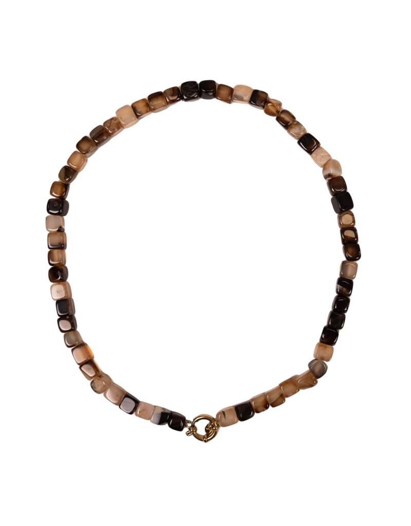 21Jewelz Ketting met grote vierkante kralen - bruin