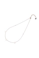 Go Dutch Label D&E | Ketting met drie kleine open hartjes