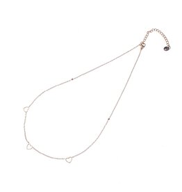Go Dutch Label D&E | Ketting met drie kleine open hartjes