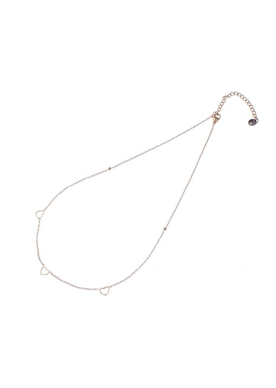 Go Dutch Label D&E | Ketting met drie kleine open hartjes