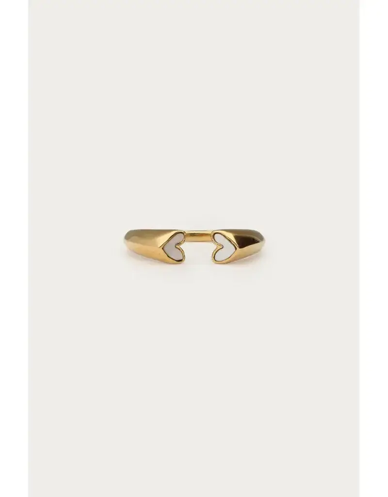 My Jewellery Ring met witte open hartjes