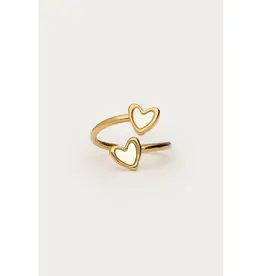 My Jewellery Ring met twee parelmoer hartjes