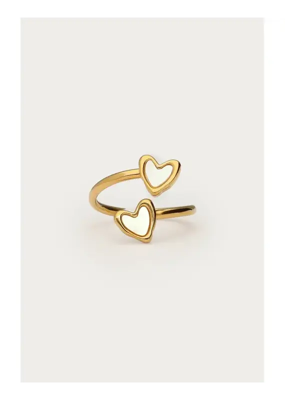 My Jewellery Ring met twee parelmoer hartjes