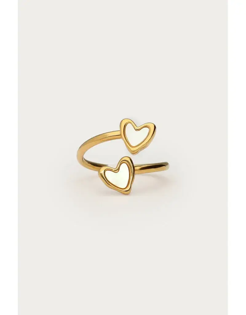 My Jewellery Ring met twee parelmoer hartjes