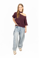 Queen Hearts Wide leg jeans met plooien - lichtblauw