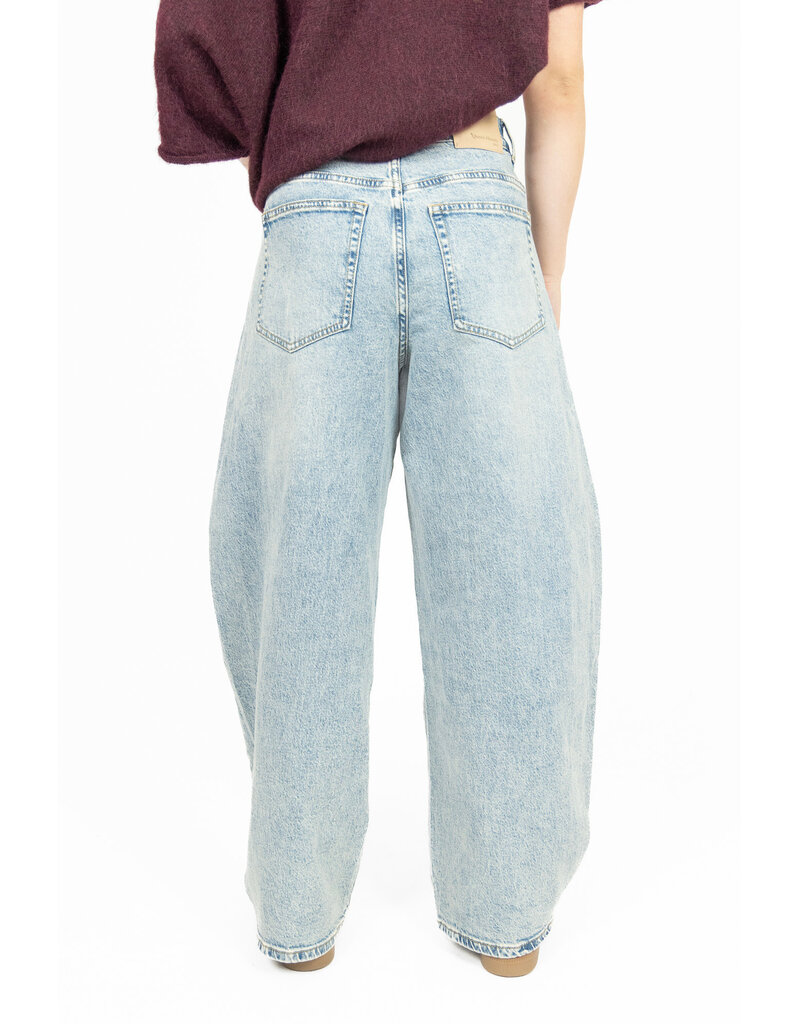 Queen Hearts Wide leg jeans met plooien - lichtblauw