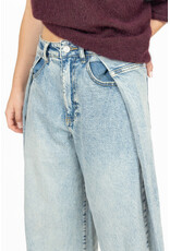 Queen Hearts Wide leg jeans met plooien - lichtblauw