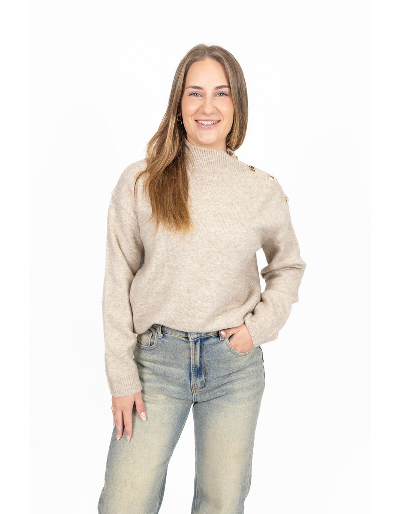 21Jewelz Trui met gouden details - beige