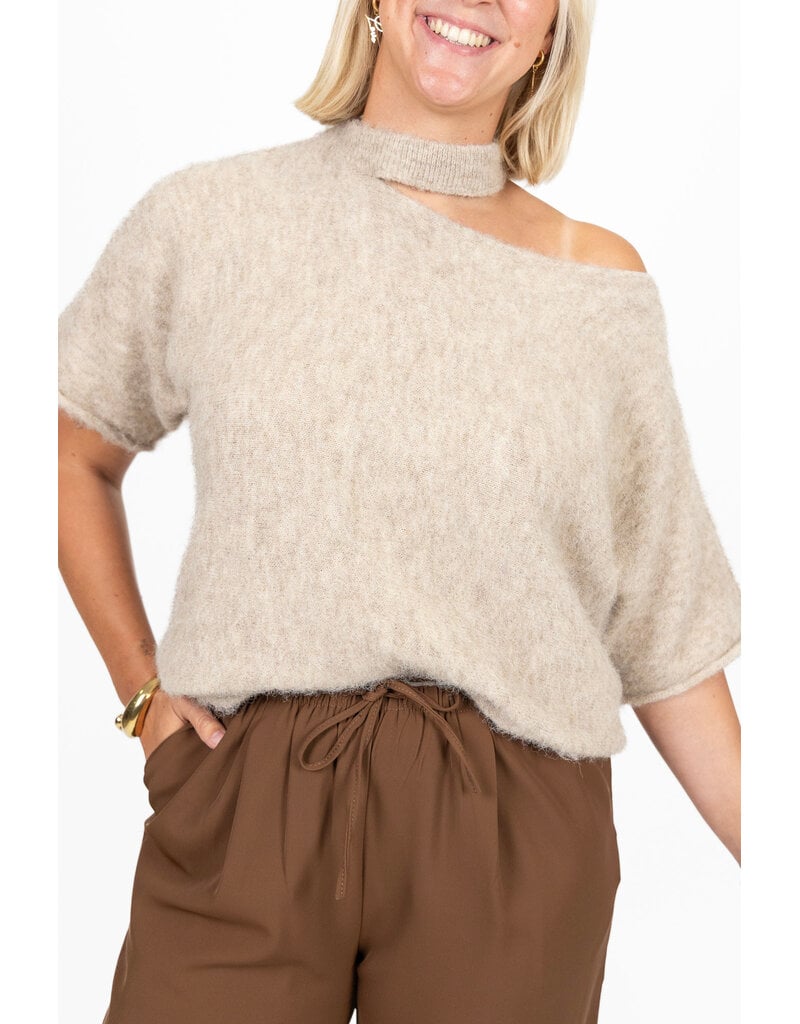 21Jewelz One shoulder trui - beige